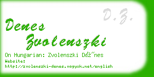 denes zvolenszki business card